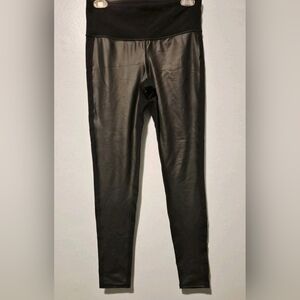 Athleta Black Faux Leather Front Leggings Women's Size Small